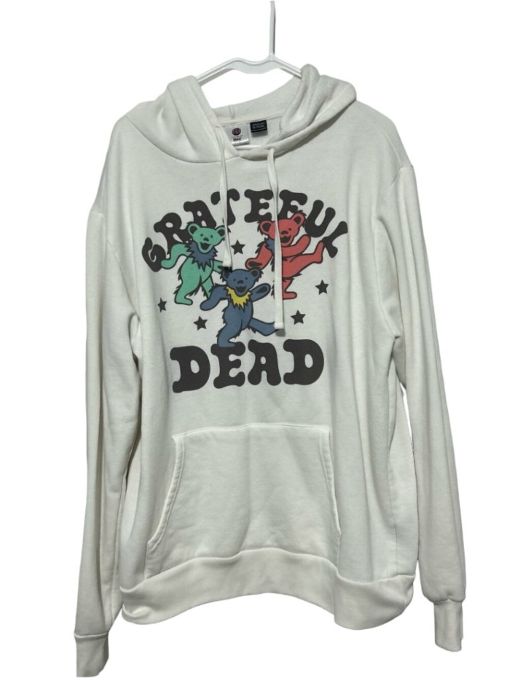 Grateful Dead Graphic White Hoodie Sweatshirt Size XL